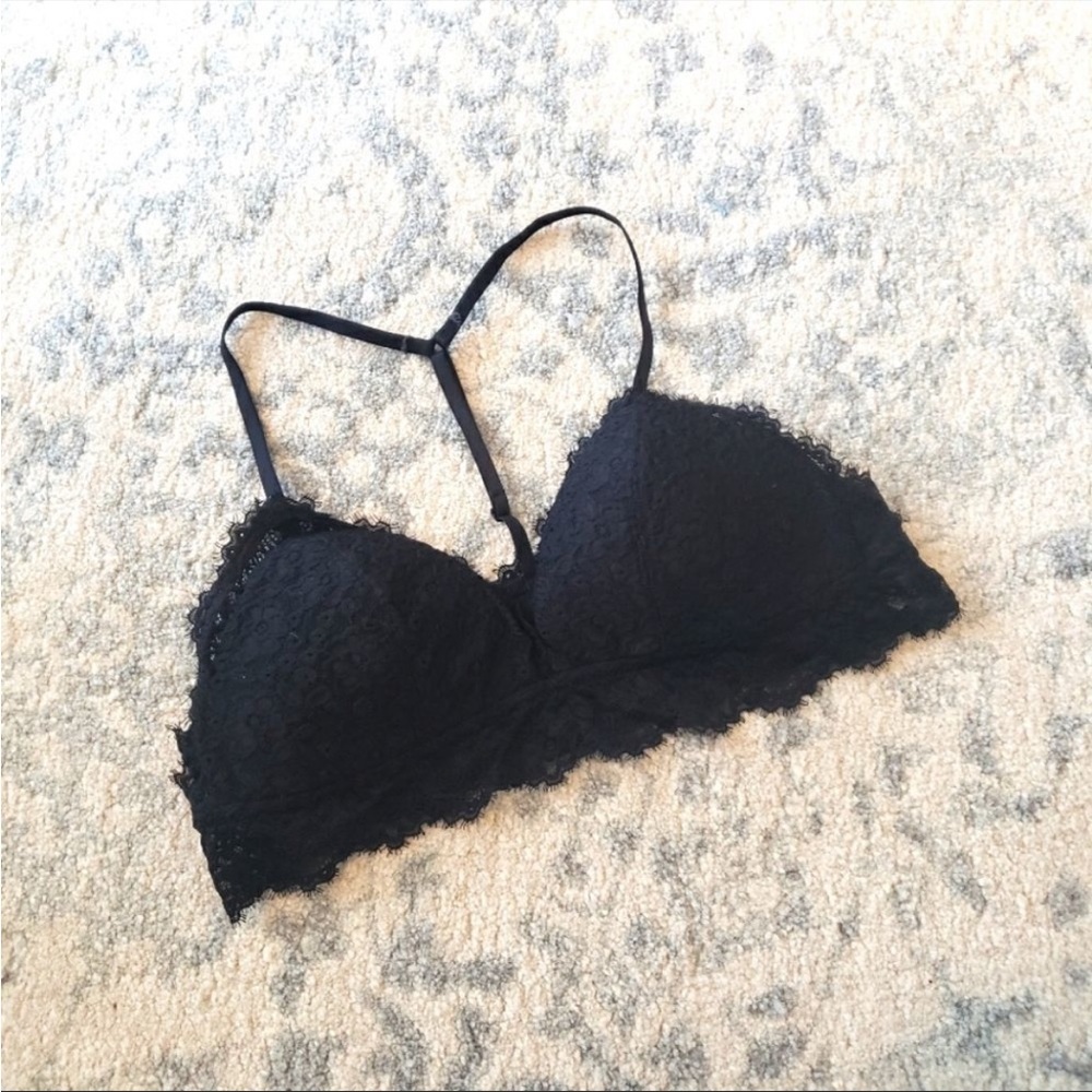 AERIE Womens Black Lace Bra Bralette Razorback